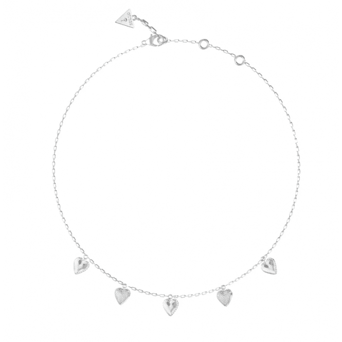 Guess Ladies Rhodium Plated Heart Charm Necklace JUBN06 081JW RH