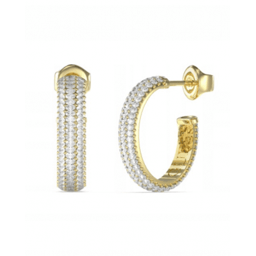 Ladies Rhodium Plated Pave Oval Hoop Earrings UBE06020RH