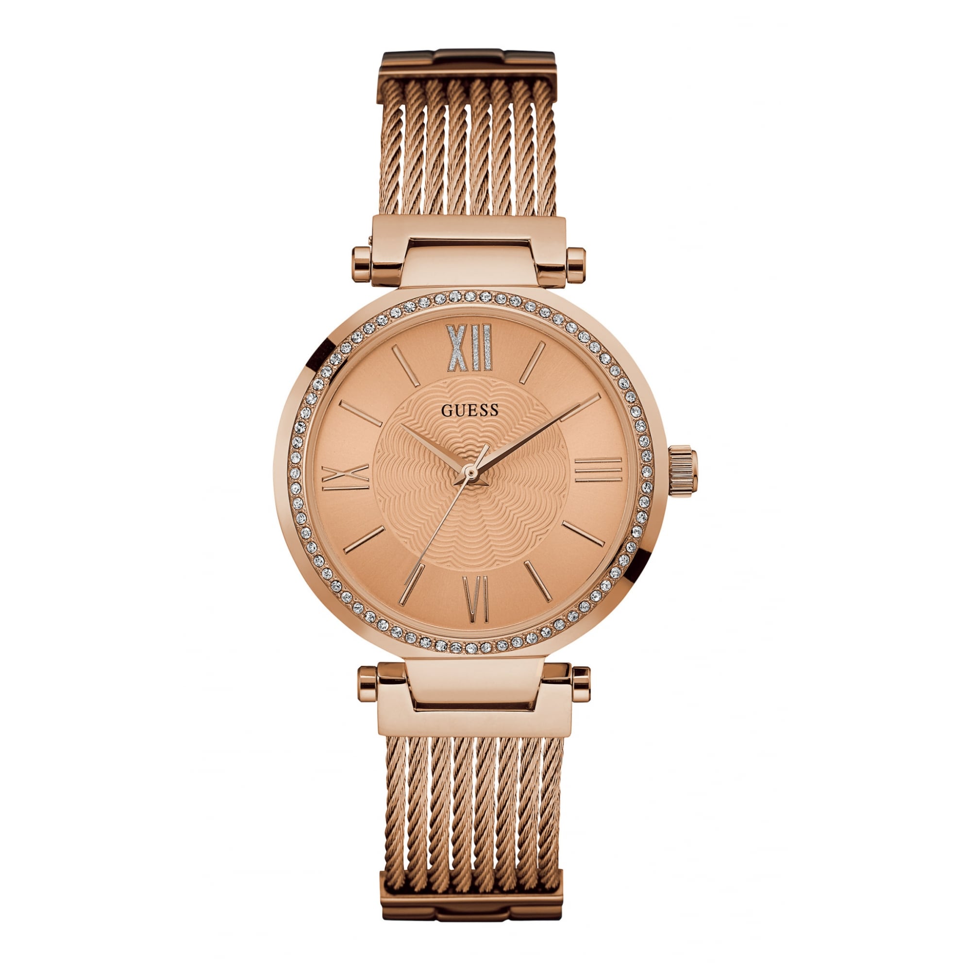 Guess GUESS Ladies Rose Gold Watch with Crystal Detailing and Rose Gold ...