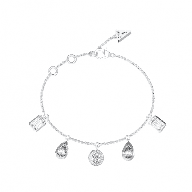 Guess Rhodium Plated 5 Charm Bracelet UBB05239RHL