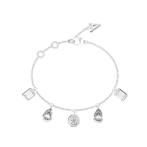 Rhodium Plated 5 Charm Bracelet UBB05239RHL