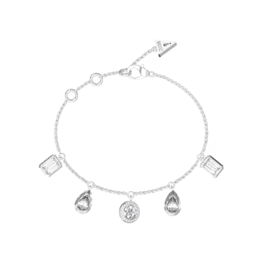 Rhodium Plated 5 Charm Bracelet UBB05239RHL