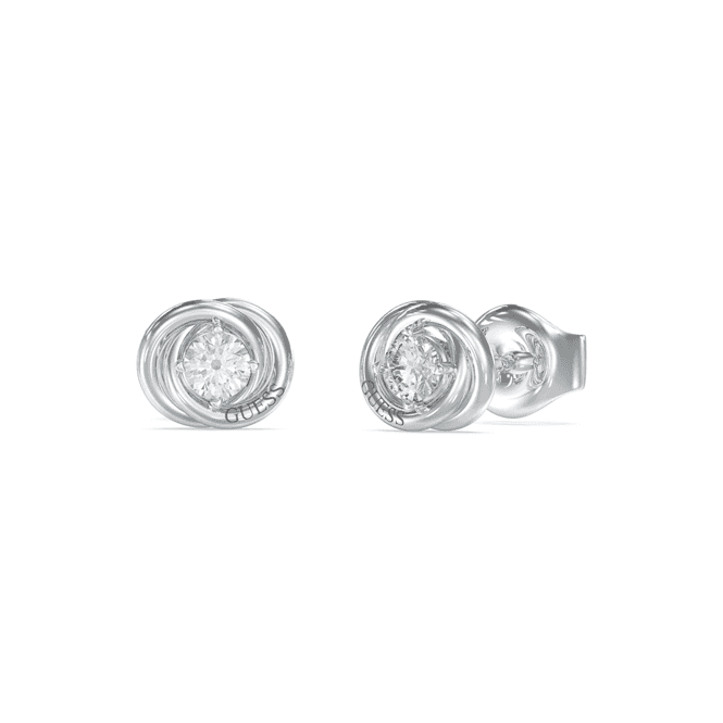 Guess Rhodium Plated Crystal Knot Stud Earrings JUBE04 065JW RH