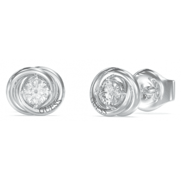 Rhodium Plated Crystal Knot Stud Earrings JUBE04 065JW RH