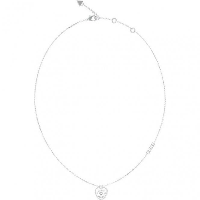 Guess Rhodium Plated Heart Charm Necklace UBN05056RH