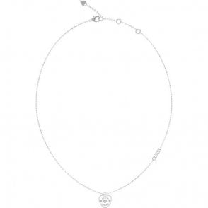 Rhodium Plated Heart Charm Necklace     UBN05056RH