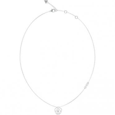 Rhodium Plated Heart Charm Necklace     UBN05056RH