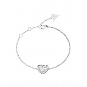 Rhodium Plated Heart Pave Bracelet UBB05461RHL