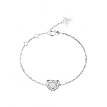 Rhodium Plated Heart Pave Bracelet UBB05461RHL