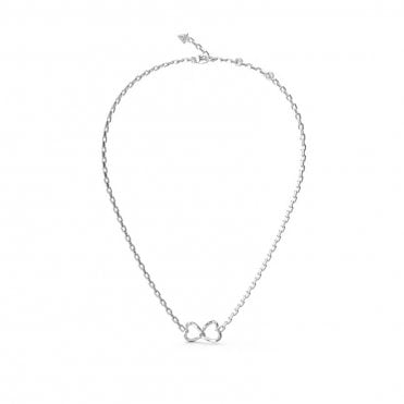 Rhodium Plated MON AMOUR 2 Heart Crystal Necklace UBN04616RH