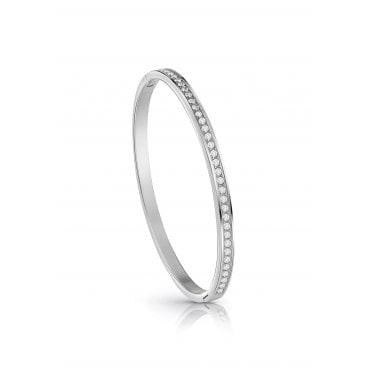Rhodium Plated Oval Clear Multi Stone Bangle JUBB02 248JW RH
