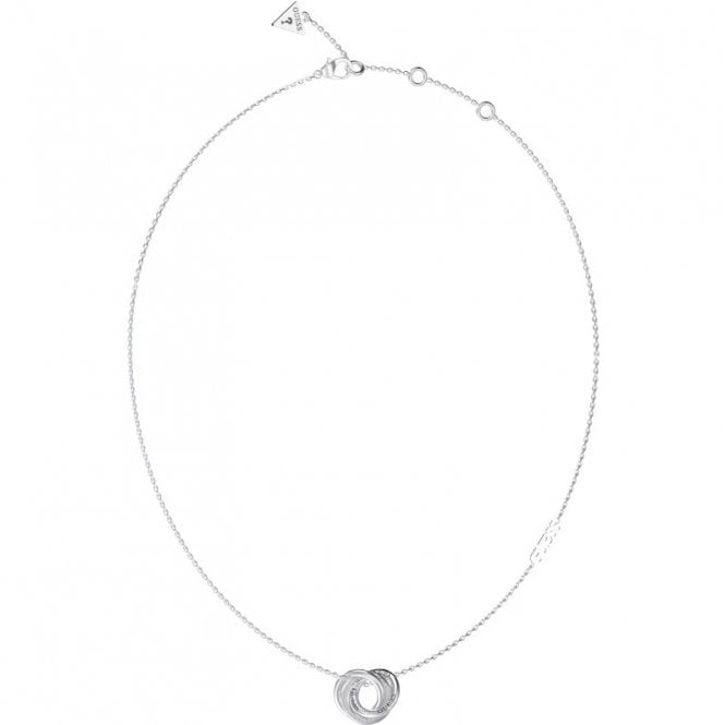 Guess Rhodium Plated PERFECT Crystal Knot Necklace UBN04062RH