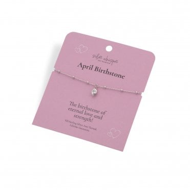 Silver Whisper "April" Birthstone 925 Sterling Silver Bracelet
