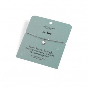 Silver Whisper "Be You" 925 Sterling Silver Bracelet with Star charm.