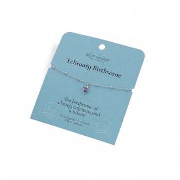 Silver Whisper "February" Birthstone 925 Sterling Silver Bracelet