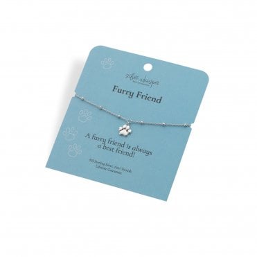 Silver Whisper "Furry Friend" 925 Sterling Silver Bracelet with Paw Print charm.