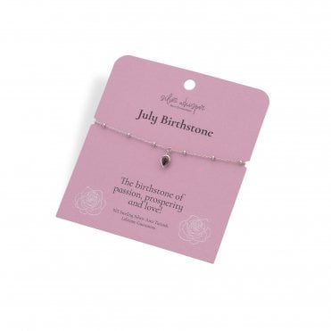 Silver Whisper "July" Birthstone 925 Sterling Silver Bracelet
