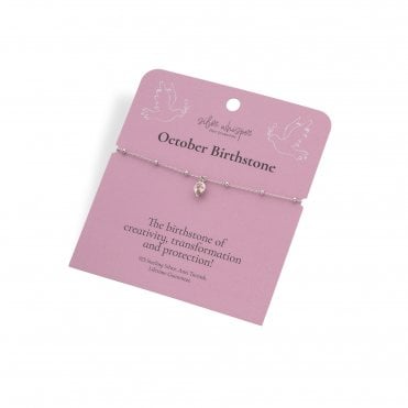Silver Whisper "October" Birthstone 925 Sterling Silver Bracelet