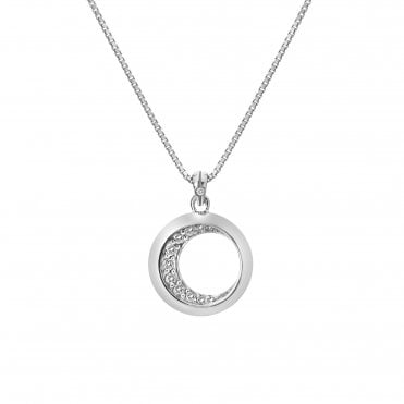 Sterling Silver Celestial Moon Topaz & Diamond Set Necklace  DP860