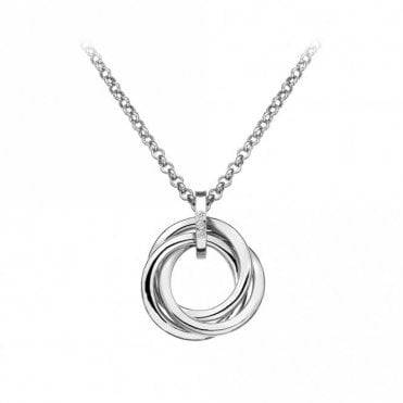 Sterling Silver Diamond Set Calm Circles Pendant and Chain DP543
