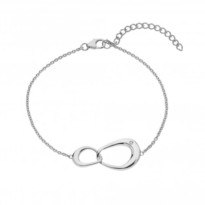 Hot Diamonds Sterling Silver Diamond Set Double Abstract Open Link Bracelet DL693