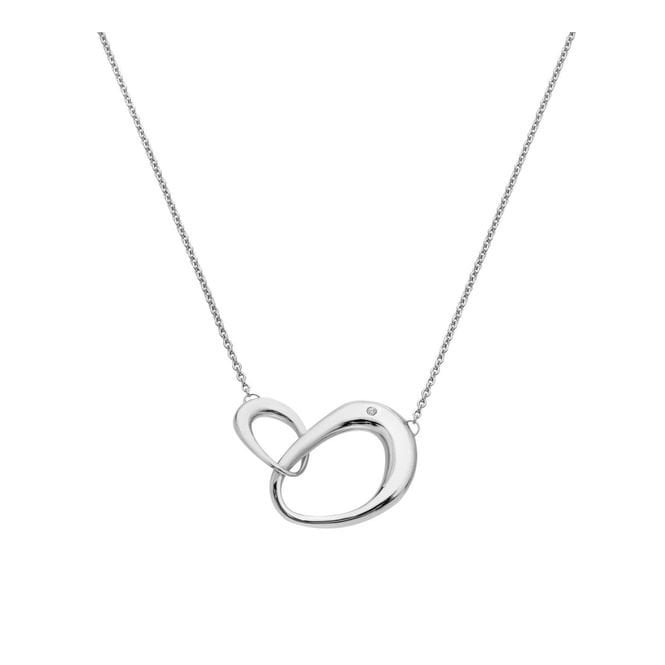 Hot Diamonds Sterling Silver Diamond Set Double Abstract Open Link Necklace DN211