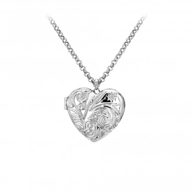 Hot Diamonds Sterling Silver Diamond Set Engraved Heart Locket DP772