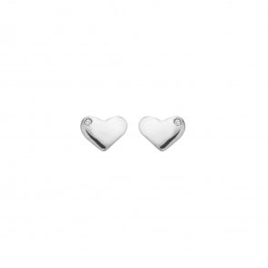 Sterling Silver Diamond Set Heart Stud Earrings DE779