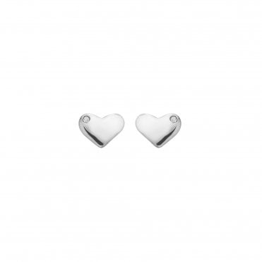 Sterling Silver Diamond Set Heart Stud Earrings DE779