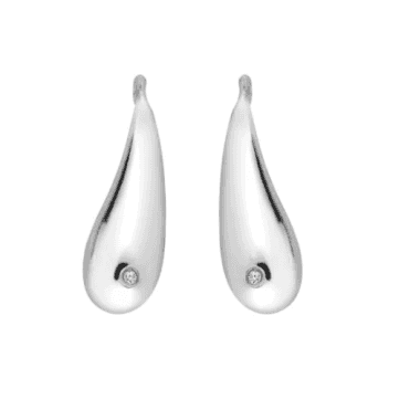 Sterling Silver Diamond Set Hook Drop Earrings DE786