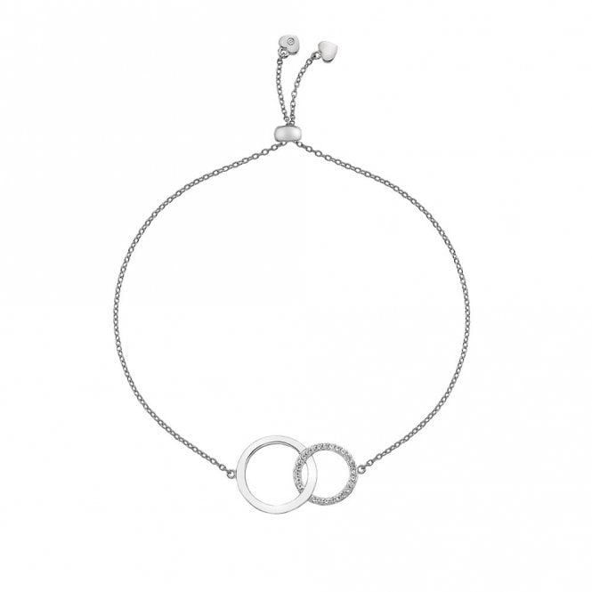 Hot Diamonds Sterling Silver Diamond Set Interlocking Circles Slider Bracelet DL568