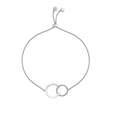 Sterling Silver Diamond Set Interlocking Circles Slider Bracelet DL568