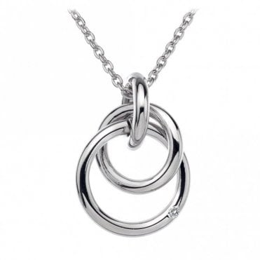 Sterling Silver Diamond Set Interlocking Rings Pendant & Chain DP372
