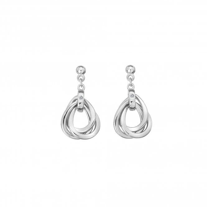 Hot Diamonds Sterling Silver Diamond Set Interlocking Teardrop Earrings DE644