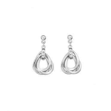 Sterling Silver Diamond Set Interlocking Teardrop Earrings DE644