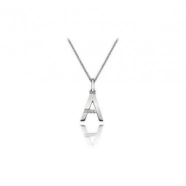 Sterling Silver Diamond Set letter 'A' Micro Pendant & Chain DP401
