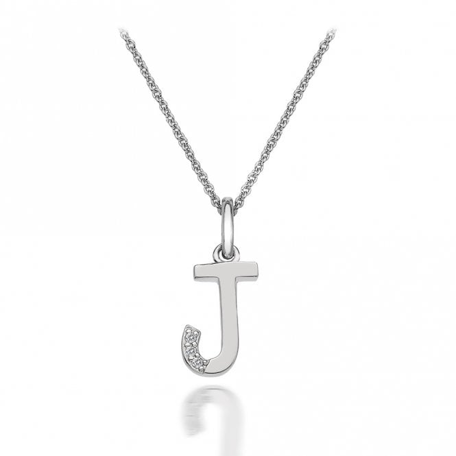 Hot Diamonds Sterling Silver Diamond Set Letter 'J' Micro Pendant & Chain DP410