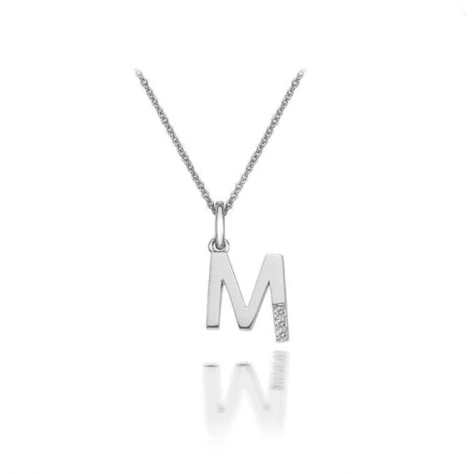 Hot Diamonds Sterling Silver Diamond Set Letter 'M' Micro Pendant & Chain DP413