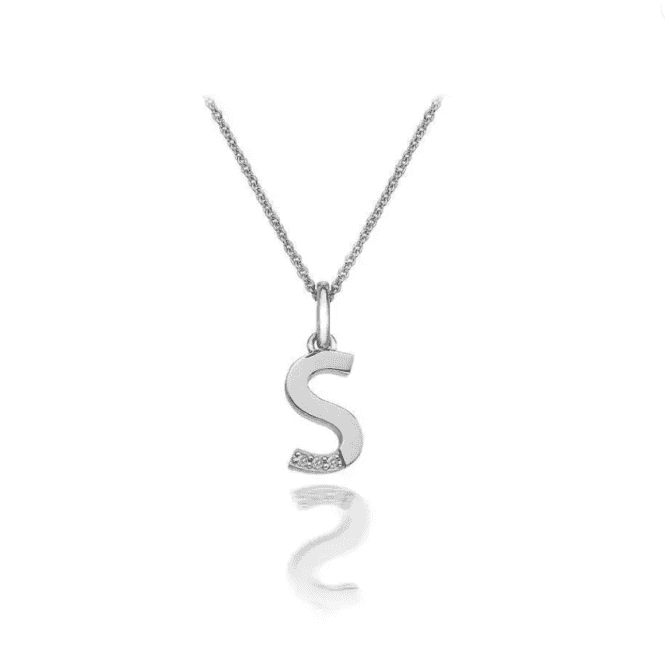 Hot Diamonds Sterling Silver Diamond Set letter 'S' Micro Pendant & Chain DP419
