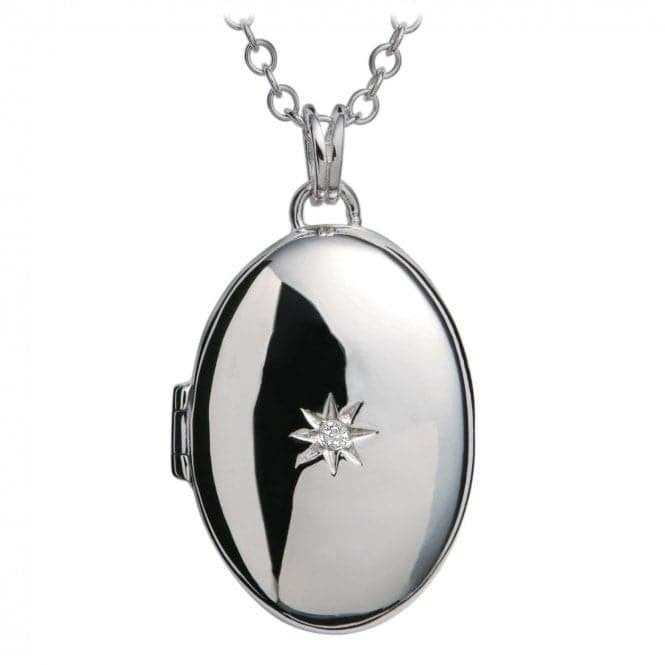 Hot Diamonds Sterling Silver Diamond Set Oval Locket & Chain DP143