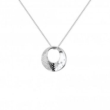 Sterling Silver Diamond Set Quest Circle Pendant and Chain DP786