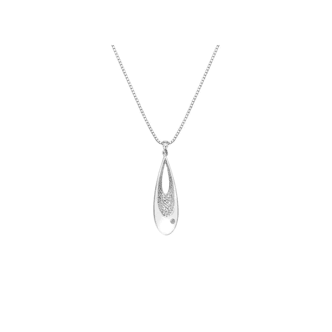 Hot Diamonds Sterling Silver Diamond Set Teardrop Pendant & Chain DP785