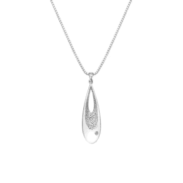 Sterling Silver Diamond Set Teardrop Pendant & Chain DP785