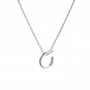 Sterling Silver Diamond Set Teardrop Pendant & Chain DP908