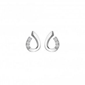 Sterling Silver Diamond Set Teardrop Stud Earrings DE729