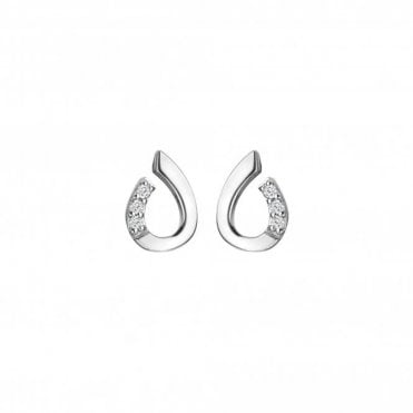 Sterling Silver Diamond Set Teardrop Stud Earrings DE729