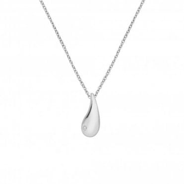 Sterling Silver Diamond Set Tide Pendant & Chain DP997