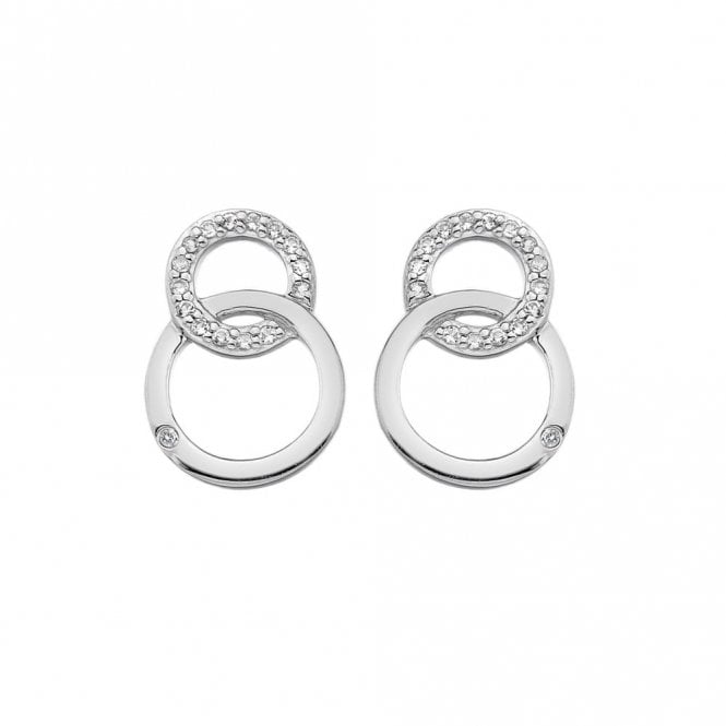 Hot Diamonds Sterling Silver Double Circle Stud Earrings DE533