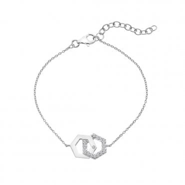 Sterling Silver Double Hexagonal Bracelet DL719