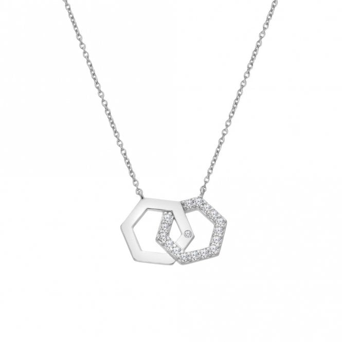 Hot Diamonds Sterling Silver Double Hexagonal Pendant & Chain DN230